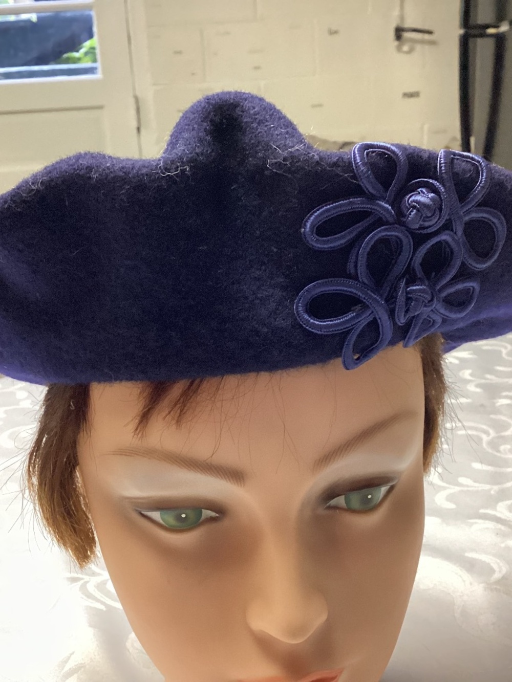 Navy blue beret TAM HAT. VINTAGE DELIGHT